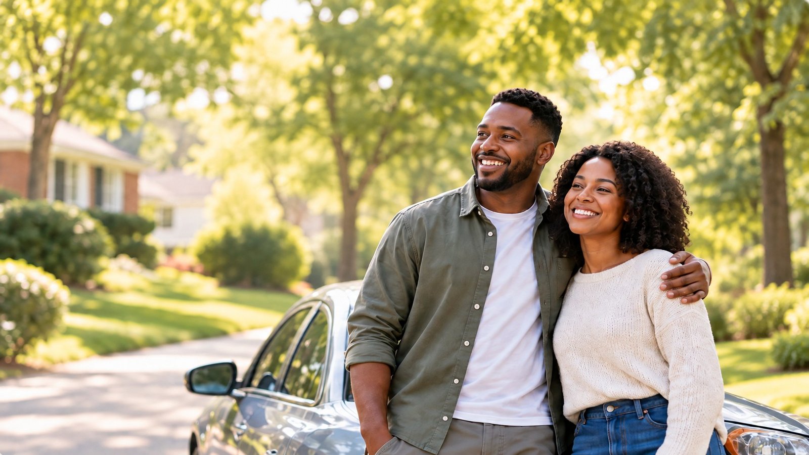 A couple beside their car
